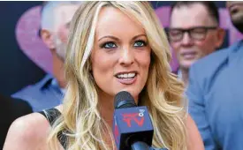  ??  ?? FRAMED? File photo shows porn actress Stormy Daniels in May.