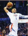  ?? (Reuters) ?? RUSSELL WESTBROOK is too big a talent and too valuable an asset for the Oklahoma City Thunder to risk losing for nothing after the season, especially after how Kevin Durant bolted.