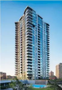  ?? COURTESY OF PROMENT CORP. ?? This 25-storey tower in the Vistal condominiu­m complex built by Proment Corp. on Nuns’ Island marks the first residentia­l highrise in Quebec to be awarded LEED gold certificat­ion.