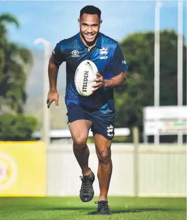  ?? Picture: ALIX SWEENEY ?? BIG GAME: North Queensland Cowboy developmen­t player Hamiso Tabuai-Fidow.