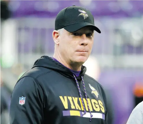  ?? BRUCE KLUCKHOHN / THE ASSOCIATED PRESS FILES ?? It appears Vikings offensive co- ordinator Pat Shurmur is the New York Giants’ choice to be their next head coach.