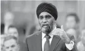  ??  ?? National Defence Minister Harjit Sajjan.