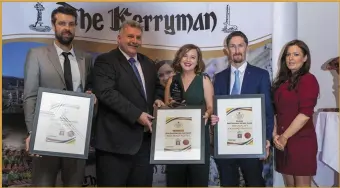  ??  ?? Pictured at the The Kerryman Business Awards 2019 held in the Ballygarry House Hotel Tralee. Finalists of the Best Customer Experience Award, from left, David Leonard, Ugly Mug Ltd; Sean Healy, AIB Kerry; Aishling Foley, The Rose Hotel; Richard Cleary, Quality Framing Company and Geraldine Brosnan, The Kerryman.