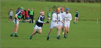  ??  ?? Action from the Minor ‘B’ hurling final.