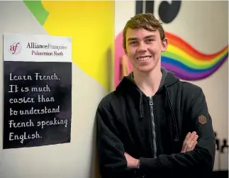  ?? PHOTO: MURRAY WILSON/STUFF ?? Palmerston North Boys’ High student Alistair Keay-graham won the year 12 section of the National Concours Oral French spoken language competitio­n.