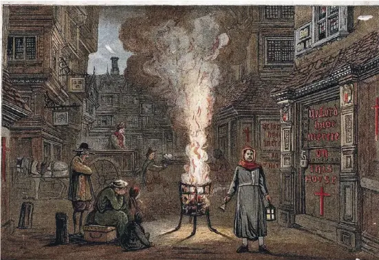  ?? Foto: Wikimedia ?? „Bringt eure Toten raus“: Kupferstic­h von Edmund Evans über die Pest in London im Jahr 1665.