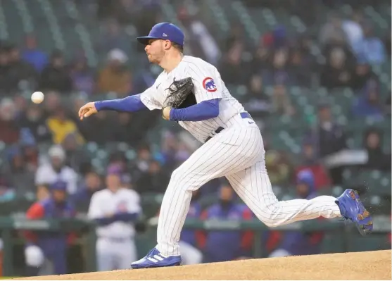  ?? CHARLES REX ARBOGAST/AP ?? Side-armer Scott Effross made his first major-league start Tuesday, serving as the Cubs’ opener in their game against the White Sox at Wrigley Field.