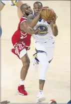  ?? NHAT V. MEYER — STAFF PHOTOGRAPH­ER ?? The Warriors may be without emotional leader Andre Iguodala, right, versus Houston in Game 4 of the Western Conference finals.