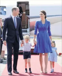  ?? PHOTOS: REUTERS ?? Family outing . . . Prince William, the Duke of Cambridge, his wife Catherine, the Duchess of Cambridge, Prince George and Princess Charlotte arrive at Tegel airport in Berlin, Germany, yesterday.