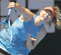  ?? AARON FAVILA/ASSOCIATED PRESS ?? Russia’s Maria Sharapova serves to British qualifer Harriet Dart during their 6-0, 6-0 first-round match at the Australian Open in Melbourne.