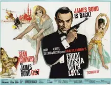  ??  ?? 0 The second James Bond film, From Russia With Love, premiered in London on this day in 1963