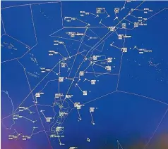  ??  ?? An Airways image shows internatio­nal traffic in New Zealand’s airspace in January.
