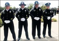  ?? COURTESY PHOTOGRAPH/LODI POLICE DEPARTMENT ?? Lodi Police Department Honor Guard members Sgt. Kevin Kent, Sgt. Carlos Fuentes and Officer Jim Landis were joined by Officer Kapri Herrera during Thursday’s funeral and procession for Sacramento Police Officer Tara O’Sullivan.