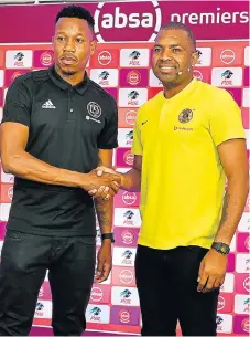  ?? Shivambu/Gallo Images ?? May the best win: Orlando Pirates captain Happy Jele, left, and Kaizer Chiefs skipper Itumeleng Khune shake on it ahead of Saturday’s big match at FNB Stadium./Lefty