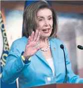  ?? JACQUELYN MARTIN THE ASSOCIATED PRESS ?? House Speaker Nancy Pelosi called for “good-faith negotiatio­ns” over the Northern Ireland Protocol.
