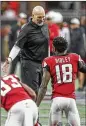  ?? ALYSSA POINTER /ALYSSA.POINTER@AJC.COM ?? Falcons coach Dan Quinn was impressed by rookie Calvin Ridley’s speed and explosiven­ess.