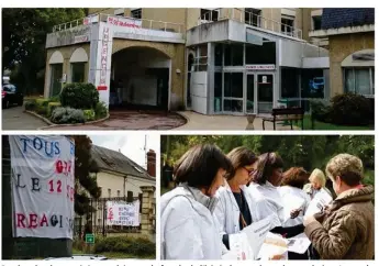  ??  ?? Des banderoles ont été accrochées sur la façade de l’hôpital pour alerter la population. Le weekend dernier, plusieurs membres du personnel ont fait signer une pétition aux Mureaux.