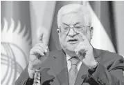  ?? Onur Coban / pool photo via Associated Press ?? Palestinia­n President Mahmoud Abbas accuses President Donald Trump of the “greatest crime” in declaring Jerusalem the Israeli capital.