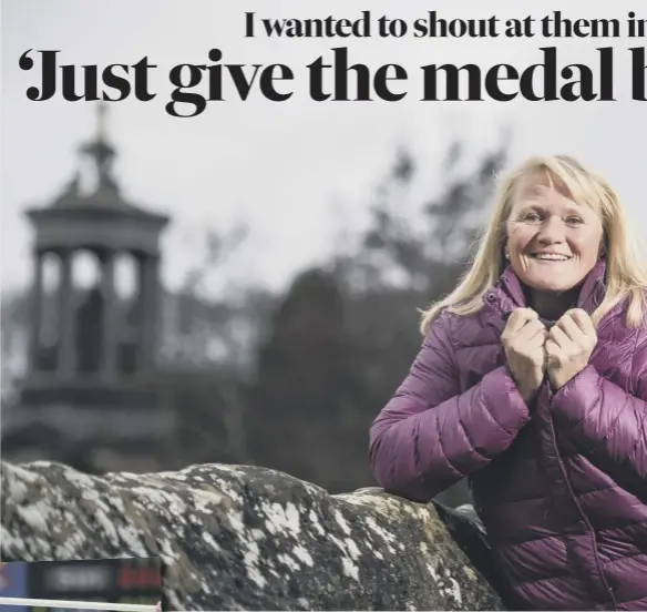  ??  ?? Rhona Howie wraps up in Brig o’ Doon, Ayrshire, 16 years on from her crowning moment when, as Rhona Martin, she famously led Great Britain to curling gold at the 2002 Winter Olympics in Salt Lake.