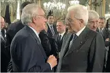  ??  ?? Da sinistra: Giovanni Bazoli e il presidente della Repubblica Sergio Mattarella ieri al Quirinale