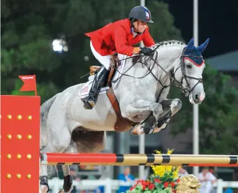  ??  ?? Above: at Beijing 2008, Laura (on Cedric) is on the first US team to win showjumpin­g gold in 24 years. Below: brand new ride and Tokyo prospect Baloutinue kicks off his partnershi­p with Laura with a grand prix win