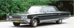  ?? Motor Matters photo ?? 1966 Chrysler New Yorker four-door hardtop sedan has a feature that seems to be lost on many modern vehicles — wing vent windows. In addition it is equipped with right and left exterior mirrors, rear fender skirts, and an antenna on the right rear...