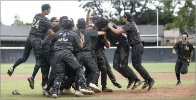  ?? PHOTOS BY SHAE HAMMOND — STAFF PHOTOGRAPH­ER ?? Archbishop Mitty celebrates after beating against Granite Bay High School in the California Interschol­astic Federation NorCal Division II championsh­ip game at Archbishop Mitty High in San Jose on June 4.