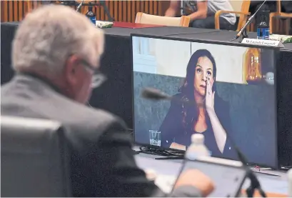  ?? MICK TSIKAS AUSTRALIAN ASSOCIATED PRESS VIA THE ASSOCIATED PRESS ?? Mel Silva, of Google Australia and New Zealand, appeared via video before an Australian Senate inquiry in January.