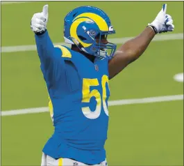  ?? HANS GUTKNECHT — SCNG ?? Samson Ebukam had 4 1/2 sacks in 14 games for the Los Angeles Rams in 2020 and has played every game over the last four seasons.