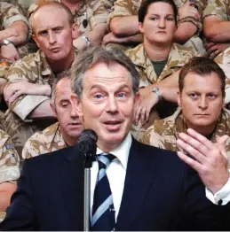  ??  ?? Flying visit: Tony Blair with British troops in Basra in 2007