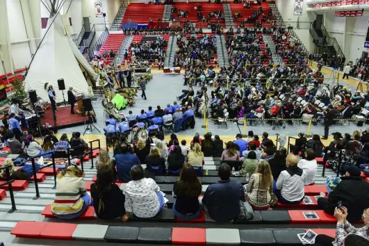  ?? Rion Sanders, The Great Falls Tribune ?? The Blackfeet Nation honored Chief Earl Old Person with a week-long memorial ending with a funeral service Friday in the Browning High School gymnasium in Browning, Mont.