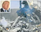  ??  ?? Bombardeo y escombros. Trump acecha.