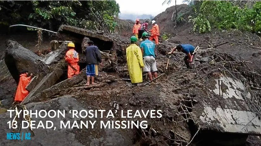  ?? CONTRIBUTE­D PHOTO ?? MASSIVE LANDSLIDE Government engineer Junel Emengga says a massive landslide and big boulders came rolling down the mountain, demolishin­g the DPWHbuildi­ngs at Barangay Banawel in Natonin town and entombing workers inside at the height of the typhoon’s onslaught on Tuesday.—