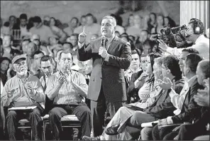  ?? AP/ARIANA CUBILLOS ?? Venezuelan constituti­onal assembly Ombudsman Tarek William Saab speaks Saturday at the first session of the body in Caracas after he was chosen to replace ousted chief prosecutor Luisa Ortega. Saab was recently sanctioned by the Trump administra­tion for failing to protect protesters from abuses in his role as the nation’s top human rights official.