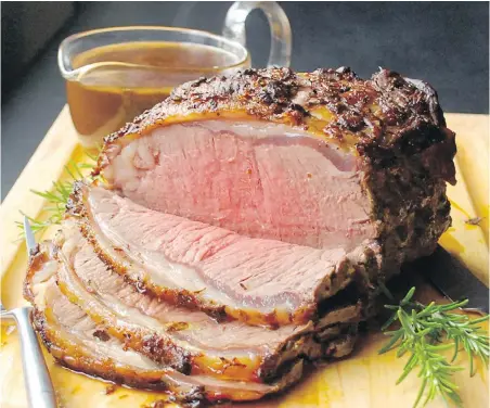  ??  ?? This strip loin roast is tender, tasty, boneless and easy to carve, making it great for a special occasion.