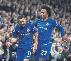  ?? FOTO: GETTY ?? Pedro y Willian, goleadores del Chelsea ante el Newcastle