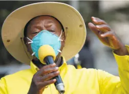  ??  ?? PRESIDENT YOWERI MUSEVENI speaking to supporters on January 21 in Kampala.