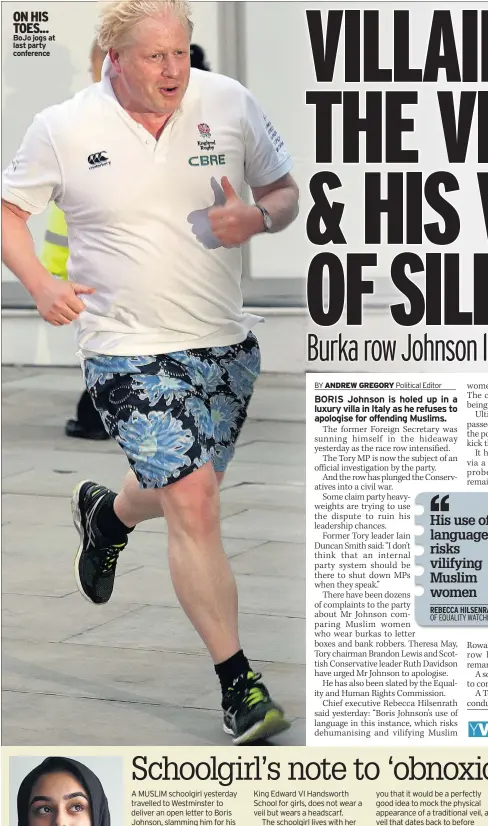  ??  ?? ON HIS TOES... BoJo jogs at last party conference