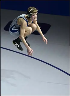  ?? ANDY CROSS — THE DENVER POST ?? Drake Vombaur of Severance warms up before his Class 3A 106-pound final against Blake Hawkins of Eaton during the CHSAA state tournament at Ball Arena on Saturday.