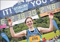  ??  ?? Lesley crossing the line at Stirling Castle.