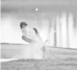  ??  ?? Pernilla Lindberg of Sweden makes a shot out of a bunker on the fifth hole during round three of the ANA Inspiratio­n on the Dinah ShoreTourn­ament Course at Mission Hills Country Club on March 31, 2018 in Rancho Mirage, California. AFP photo