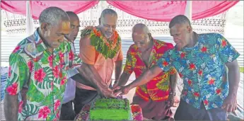  ?? Photo: JAMIL SULEMAN ?? Villagers from Nasoqo and Wainilotul­evu rejoicing in the completion of their latest community projects, captured in a delightful cake-cutting ceremony featuring Minister for Rural and Maritime Developmen­t, Sakiasi Ditoka.