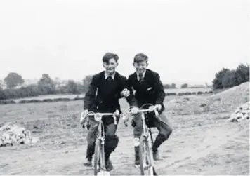  ??  ?? Tony and Peter Morrey on their bikes in Upper Penn in 1952