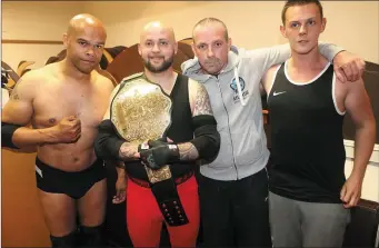  ??  ?? Damien Pugh, Wayne Gaffney, Jessie Conlon and Fionn Downes at the SWC Survivor Series in Sligo Southern Hotel last Friday. Pics: Carl Brennan.