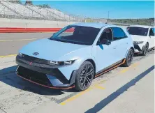  ?? HENRY PAYNE, TNS ?? The 2025 Hyundai Ioniq 5 N is focused on track days at tracks like Laguna Seca. Just watch your state of charge.