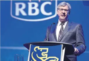  ?? FRANK GUNN THE CANADIAN PRESS FILE PHOTO ?? “We believe roughly four and 4.5 million high- risk Canadians will have to be vaccinated before we can really get back to reopening the economy,” Royal Bank of Canada CEO Dave McKay said.