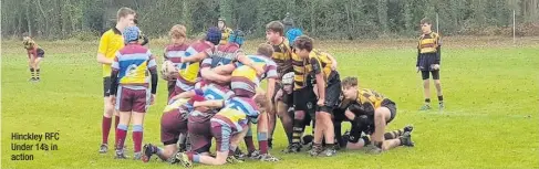  ??  ?? Hinckley RFC Under 14s in action