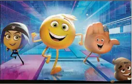  ?? CONTRIBUTE­D BY SONY PICTURES ANIMATION ?? Jailbreak (Ilana Glazer), exuberant Gene (T.J. Miller) and his handy best friend Hi-5 (James Corden) appear in “The Emoji Movie.”