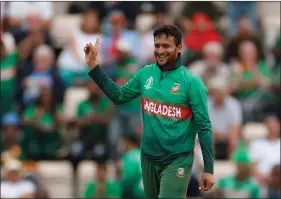  ?? REUTERS ?? Bangladesh’s Shakib Al Hasan during ICC Cricket World Cup against Afghanista­n at The Ageas Bowl in Southampto­n, Britain on 24 June.