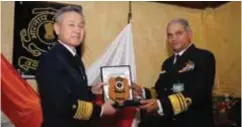  ??  ?? DG Coast Guard Vice Admiral Anurag G Thapliyal with Admiral Yuji Sato, Commandant of the Japan Coast Guard